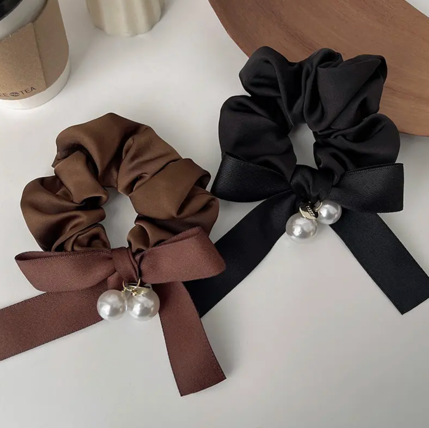 Luxe Hair, Effortless Style: Ribbon & Pearl Scrunchies