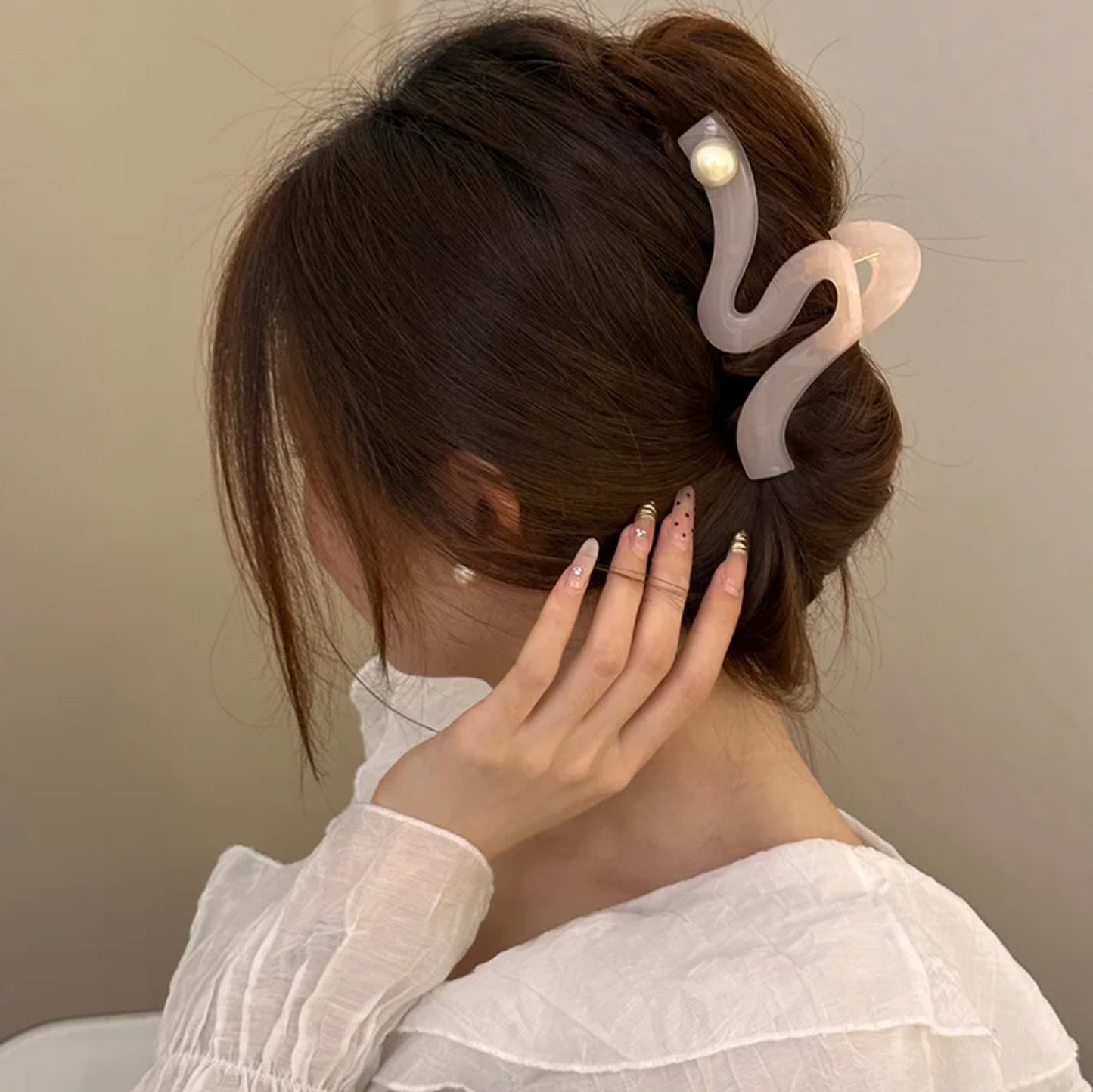 Jumbo Wave & Pearl Claw Clips for Thick Hair (5inches)
