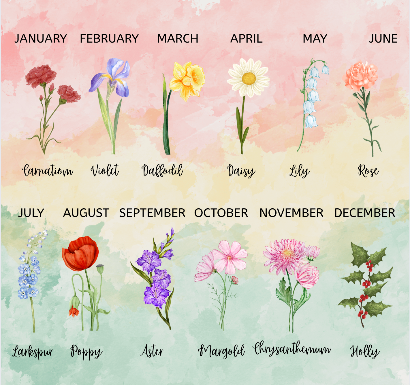 Custom Watercolor Name | Flower Jar Scented Candle: French Lavender Soy Candle