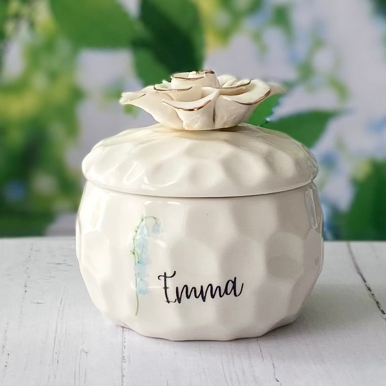 Custom Watercolor Name | Flower Jar Scented Candle: French Lavender Soy Candle