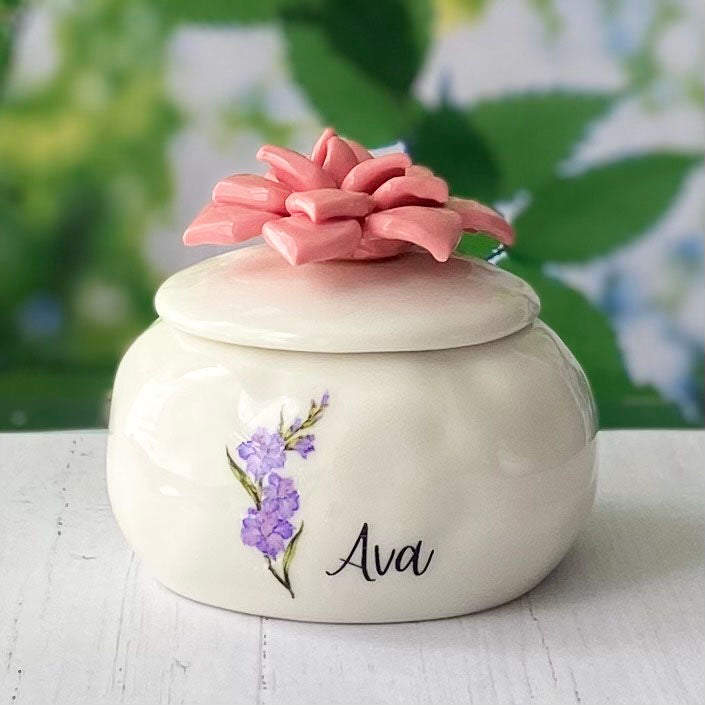 Custom Watercolor Name | Flower Jar Scented Candle: French Lavender Soy Candle