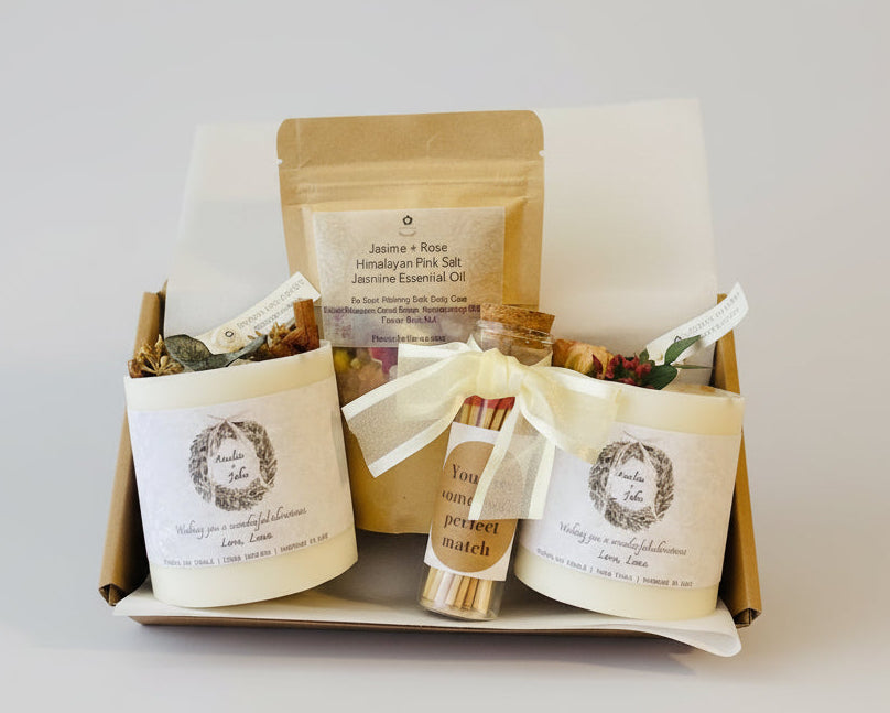Relax & Recharge: Jasmine +Rose+ Himalayan Salt & Aromatherapy Candle Set