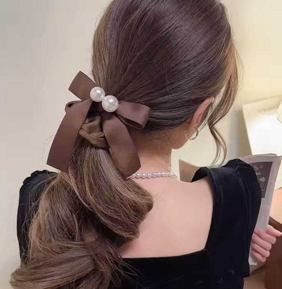 Luxe Hair, Effortless Style: Ribbon & Pearl Scrunchies
