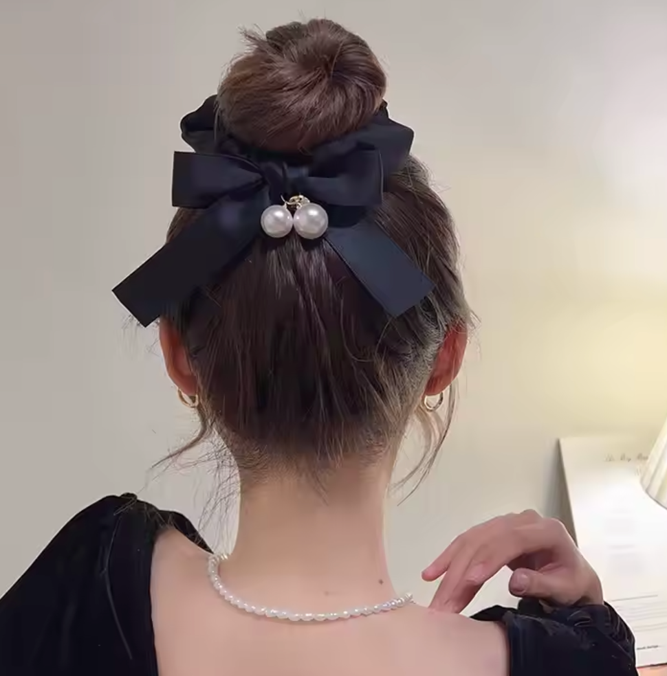 Luxe Hair, Effortless Style: Ribbon & Pearl Scrunchies
