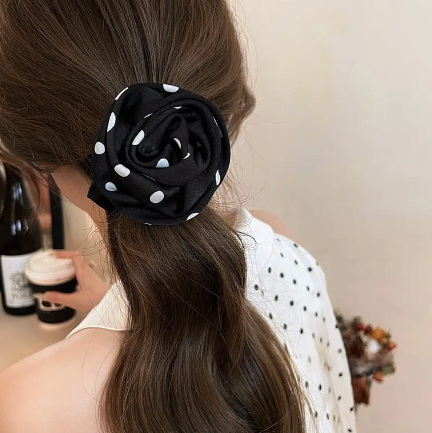 Sweetly Chic: Polka Dot & Rose Hair Scrunchies