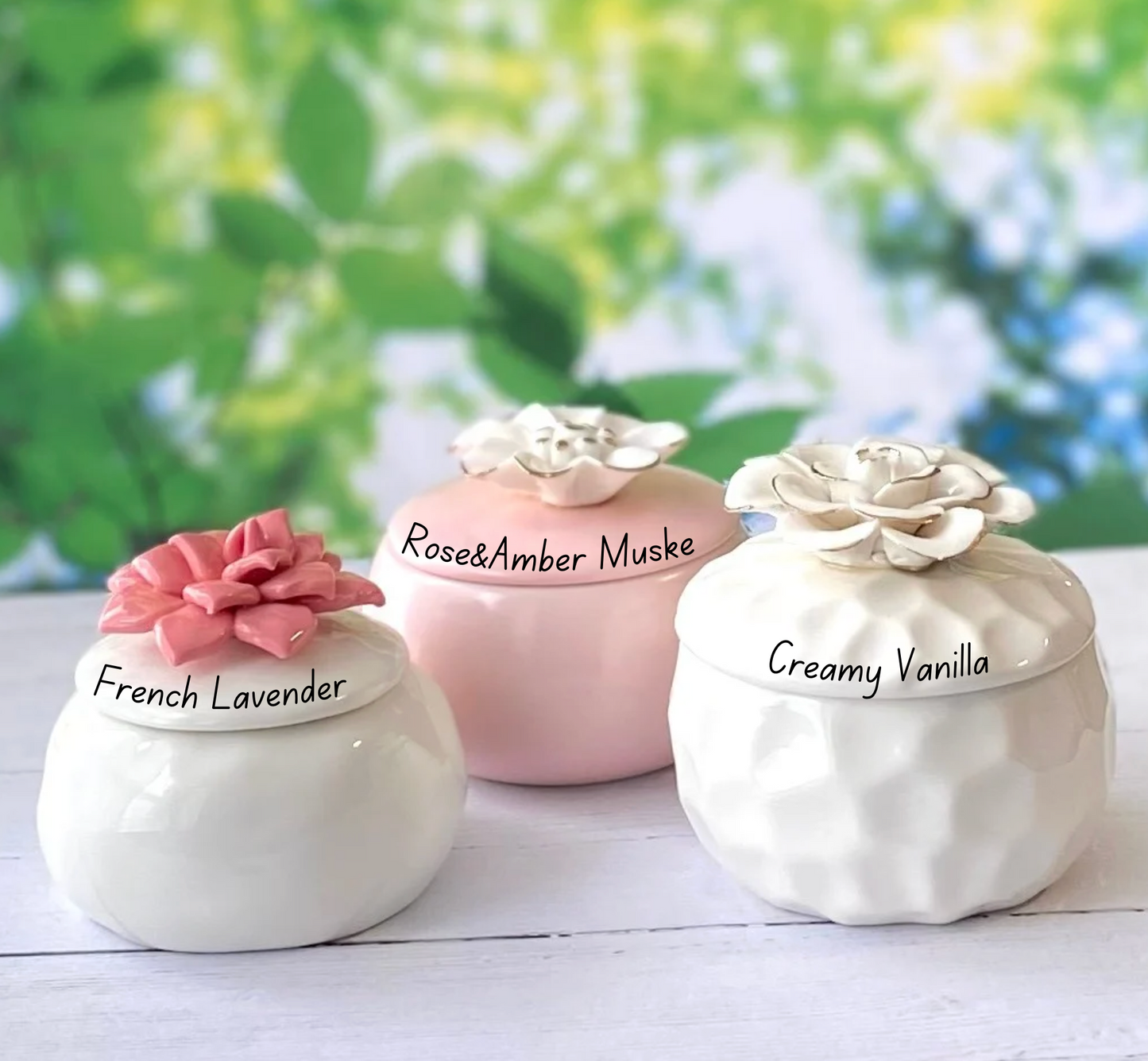 Custom Watercolor Name | Flower Jar Scented Candle: French Lavender Soy Candle